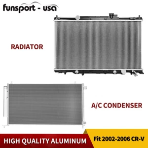 Radiator + AC Condenser for 2002 2003 2004 2005 2006 Honda CR-V CRV Element 2.4L - Picture 1 of 8