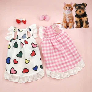 Pet Puppy Dog Cat Lace Skirt Princess Dress Printed Skirt Dress Clothes Appare ↖ - Picture 1 of 18