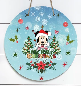 Minnie Mouse Merry Christmas 10" Metal Indoor/Outdoor Round Sign #2 - Picture 1 of 1