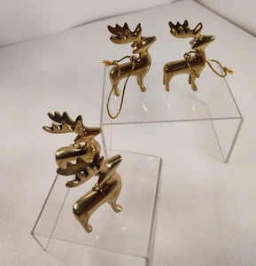 Vintage Messing Mini Rentier Ornament 3" 4er Set - Bild 1 von 5