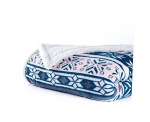  Reversible Fleece Blanket - 50-Inch x 60-Inch 50" x 60" Blue Snowflakes - Picture 1 of 5