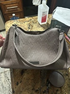 Adrienne Vittadini Embossed Logo Print Crossbody & Coin Pouch 12in x 10in - Picture 1 of 18