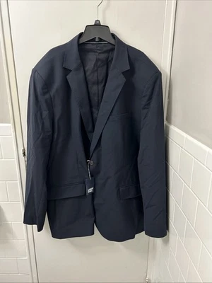 Lands End Blazer Mens Sz 56 Navy Blue Wool Blend 2 Buttons Jacket Coat - Image 1 of 4