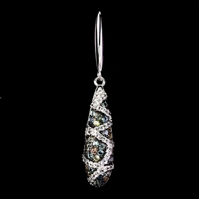 925 Sterling Silver Pendant Sapphire Round Diamond Cut White Topaz Gemstone - Image 1 of 4