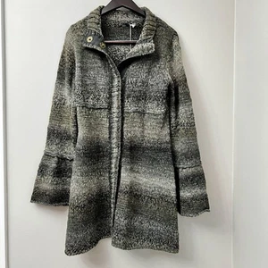 PrAna Amber Duster Sweater Cardigan Wool Blend Button Front Tan Gray Medium - Picture 1 of 18