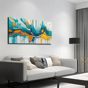Vibrant Dripping Color Bohemian Unframed Canvas Painting for Living - Bild 1 von 6