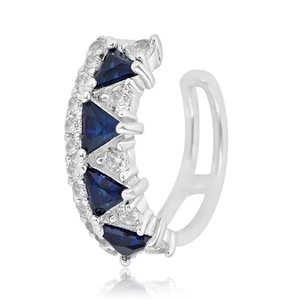 AVORA 925 Sterling Silver Cubic Zirconia CZ Double Row Ear Cuff - Picture 1 of 16