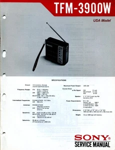 Sony TFM-3900W FM/AM/Wetter tragbares Radio Serviceanleitung - Bild 1 von 3