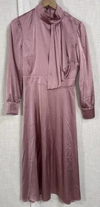 Neu ohne Etikett $ 245 Alexia Admor Brooklyn Damen 2 Langarm Satin Midikleid pink - Bild 1 von 9