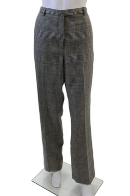 Pantalones de vestir Pendleton para mujer a cuadros pierna ancha arrugados negro marrón lana talla 12 Foto 1 de 4