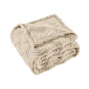 3 Layer Jacquard Throw Blanket - 50x70 Inch Soft Fleece with Wave Pattern, Br... - Picture 1 of 6