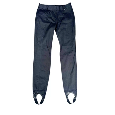 Alexander Wang Stirrup Pants Size 0 Black Skinny Leg Cotton Leather Chic - Image 1 of 4