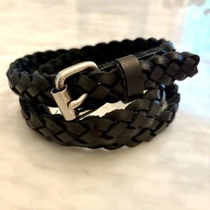 Cinturón Mujer Cuero Trenzado Negro Hebilla Plateada Talla Grande Tejido Boho Clásico - Imagen 1 de 5
