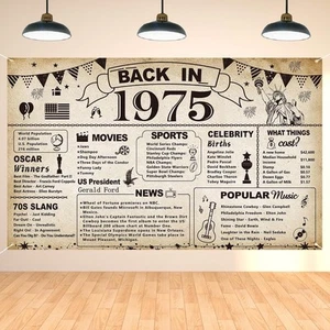 50. Geburtstag Party Deko, Vintage Back in 1975 Banner 50 Jahre alt Birthda - Bild 1 von 5