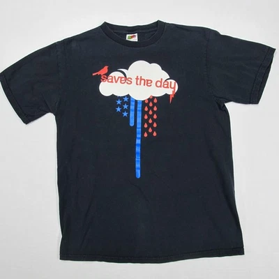 Vintage Saves the Day Shirt Mens Medium Black Band Tee Y2K Emo Pop Punk Merch - Image 1 of 4