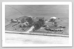 RPPC Aerial View Farm House Barn Tractors Fields c1950 UNP Photo Postcard - Picture 1 of 2