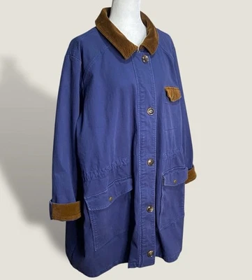 Chaqueta Blue Field Barn Chore Cuello Pana Larga Talla Grande 3X Joan Rivers Foto 1 de 4