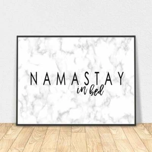 Namastay in Bed Marble Effect Typography Wall Art Print. A3 A2 A1 Sizes - Bild 1 von 4