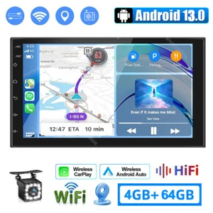 7'' Double 2 Din Android 13 4+64GB Car Radio GPS WIFI Carplay Stereo Player BT  - Picture 1 of 11