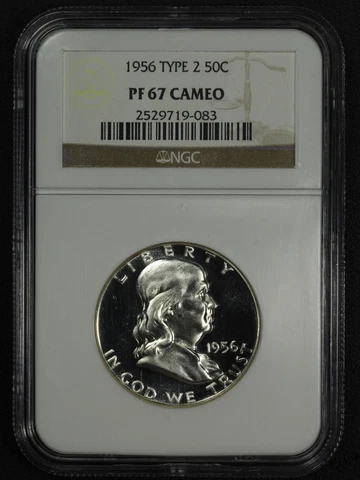 1956 Type 2 Proof Franklin Silver Half Dollar NGC PF 67 Cameo Cover
