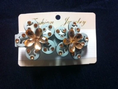 Cordón de resina de 3" con flores gemelas con cristal de HAIR ASIA  Foto 1 de 3