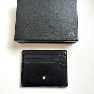 Mont Blanc Auténtico Cuero Estuche para Pasaporte Estuche para Tarjetas Negro - Imagen 1 de 7