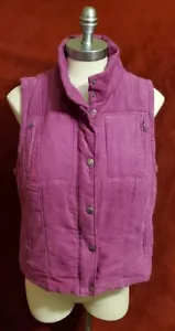 Large Relativity Vest Purple Pink Zip Snap Front Suede-like Polyester L Pockets - Picture 1 of 11