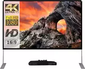 Projector Screen with Stand 100 inch Portable Projection Screen 16:9 4K HD Rear - Picture 1 of 6