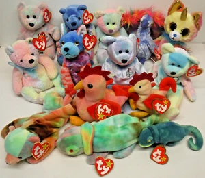 Lot of 14 Ty Beanie Babies all TIE DYE theme, all mint w/ swing tags MWT retired - Picture 1 of 6