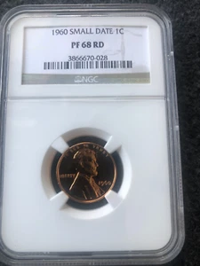 1960-P Small Date Lincoln Wheat Cent PF 68 RED NGC - Picture 1 of 3
