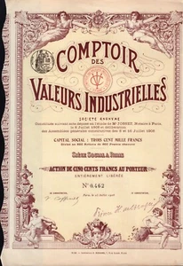 Comptoir des Valeurs Industrielles 1908 Paris France *** DECORATIVE *** - Picture 1 of 1