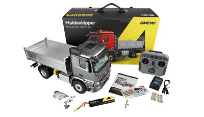 MB AROCS MULDENKIPPER 4X4 "echte" 1:14 RTR 5KG VOLLMETALLMULDE anthrazit - Bild 1 von 4