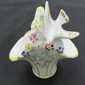 Vintage Miniature Porcelain Basket w/Bird Feature - Picture 1 of 5