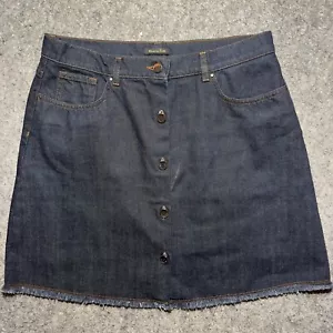 Massimo Dutti Button Front Dark Denim A-line mini knee Length Jean Skirt 10 - Picture 1 of 13