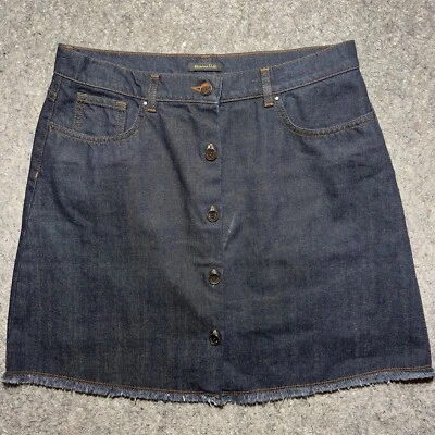 Massimo Dutti Button Front Dark Denim A-line mini knee Length Jean Skirt 10 - Image 1 of 4