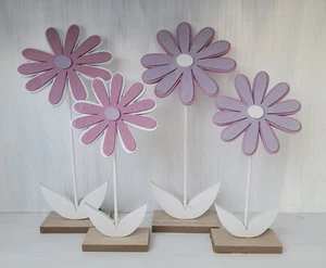 Formano Blume auf Holzsockel Rosa Lila Weiß Holz Frühling Sommer Varianten - Bild 1 von 5