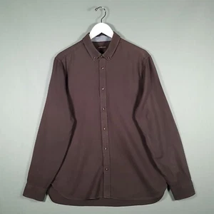 JAEGER Button Down Shirt Mens Large Brown Long Sleeve Top - Picture 1 of 12