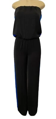 Nuevo con etiquetas Mono Alexis Zuri Negro Sin Tirantes Negro Azul Rayas Jessie Blusa S Foto 1 de 4