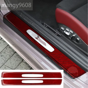 2×Red Carbon Door Sill Guards Scuff Cover For Porsche 718 Boxster Cayman 2016-22 - Bild 1 von 12