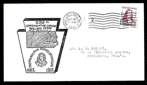 724 3c Stamp (1932) WILLIAM PENN FDC BY FIRST PHILADELPHIA RECORD STAMP CLUB - Picture 1 of 2