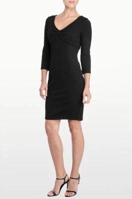 Nuevo con etiquetas Vestido adelgazante jersey elástico NYDJ Alana con prendas moldeadoras, negro talla 6, precio de venta sugerido por el fabricante - $168 Foto 1 de 4