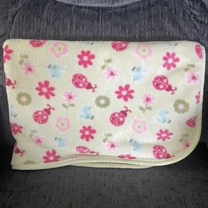 Small Wonders Green Pink Ladybug Flowers Floral Baby Girl Security Blanket Lovey - Picture 1 of 3