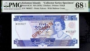 Solomon Island $5 Pick# 6CS1 ND (1979) Specimen PMG 68 EPQ SG Unc Banknote