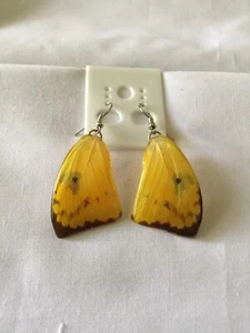 RESIN DIPPED BUTTERFLY EARINGS BOHO FAIRY 9.25 STERLING JEWELLERY UNIQUE GIFT - Picture 1 of 2