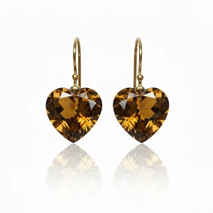 Madeira Citrin Ohrringe 925 Sterling Silber Grün Herz Baumeln Ohrring für Sie - Bild 1 von 3