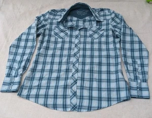 Camicia Kuhl donna L grande blu a quadri con bottoni a pressione manica lunga - Foto 1 di 13