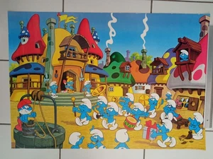 Vintage 1983 Smurfs Poster - 98 cm x 68 cm - i Puffi Peyo - Picture 1 of 9
