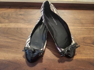Franco Sarto DAMEN-BALLERINAS SCHWARZ ZEBRA MIT SCHLEIFE SLIPPER FLACHE GRÖSSE 8,5 M - Bild 1 von 10