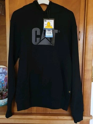 Sudadera con Capucha CAT Caterpillar Para Hombre Negra Mediana Nueva con Etiquetas Bolsillo Canguro Foto 1 de 4