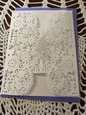Greeting Card Die Cut By Joy Delaurelle Blank Window Card White 4.5 X 6 - Image 1 of 4